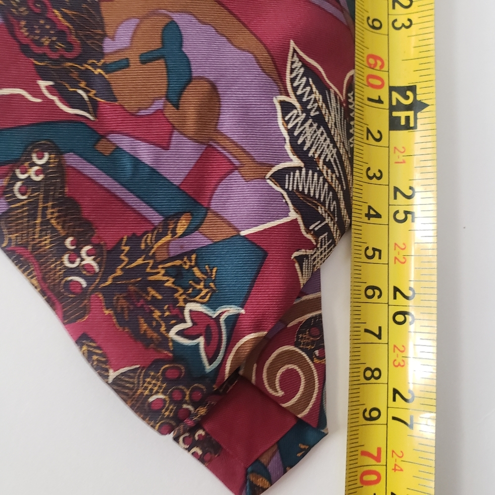 Imported Italian Fabric Vintage Burgundy Men Tie - Picture 6 of 7